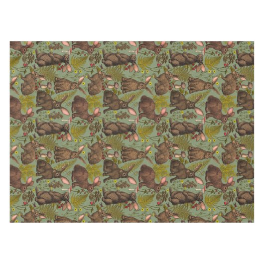 Konijnen en houtflora Tablecloth Tafelkleed (Voorkant (Horizontaal))
