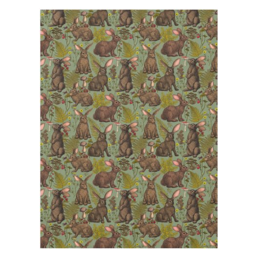 Konijnen en houtflora Tablecloth Tafelkleed (Voorkant)