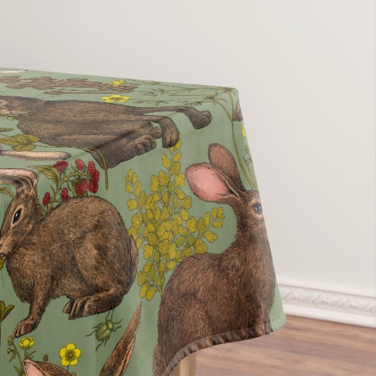 Konijnen en houtflora Tablecloth Tafelkleed (Voorbeeld)