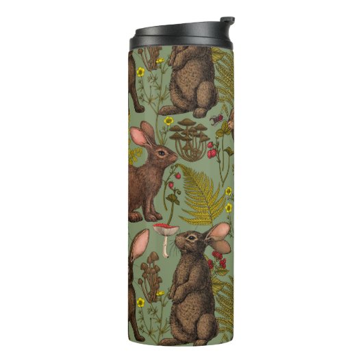 Konijnen en houtflora Thermal Tumbler Thermosbeker (Gedraaid links)