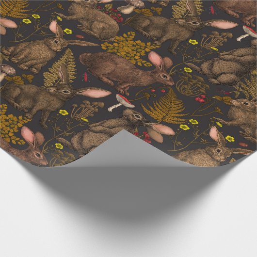 Konijnen en houtflora Verpakkingspapier Cadeaupapier (Hoek)