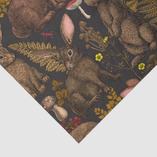 Konijnen en houtflora Weefselpapier Tissuepapier (Detail)