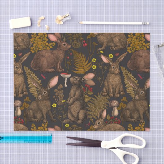 Konijnen en houtflora Weefselpapier Tissuepapier (Craft)