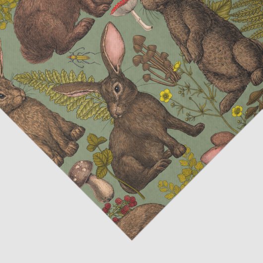 Konijnen en houtflora Weefselpapier Tissuepapier (Detail)