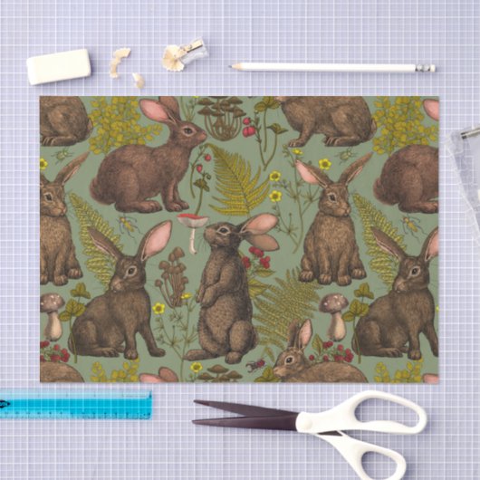 Konijnen en houtflora Weefselpapier Tissuepapier (Craft)