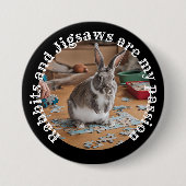 Konijnen en Jigsaws puzzel en konijn eigenaar koni Ronde Button 7,6 Cm (Voorkant)