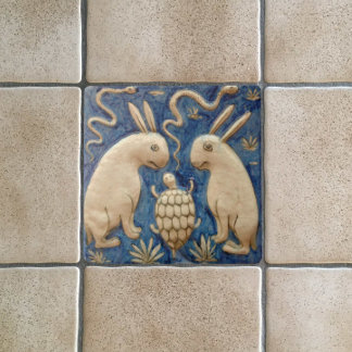  konijnen en reptielen Antiek reproductie Tegeltje