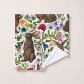 Konijnen en wilde bloemen bad handdoek (Wasdoekje)