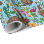 Konijnen en wilde bloemen cadeaupapier (Rol Hoek)