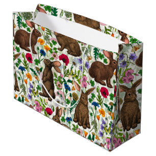 Konijnen en wilde bloemen groot cadeauzakje