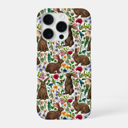 Konijnen en wilde bloemen iPhone hoesje (Achterkant)