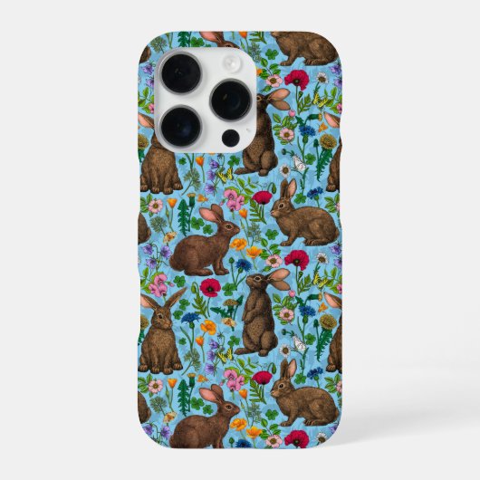 Konijnen en wilde bloemen iPhone hoesje (Achterkant)