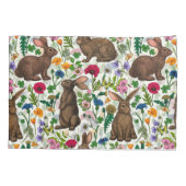 Konijnen en wilde bloemen kussensloop (Achterkant-Links)