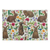 Konijnen en wilde bloemen kussensloop (Achterkant-Rechts)