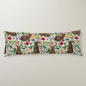 Konijnen en wilde bloemen lichaamskussen (Achterkant)