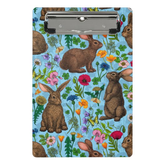 Konijnen en wilde bloemen mini klembord (Voorkant)