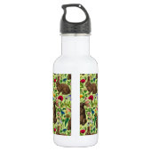 Konijnen en wilde bloemen op honingdauw groen waterfles  (Achterkant)