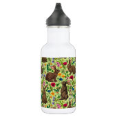 Konijnen en wilde bloemen op honingdauw groen waterfles  (Rechts)