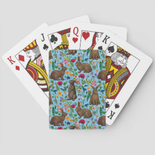 Konijnen en wilde bloemen pokerkaarten