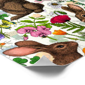 Konijnen en wilde bloemen poster (Hoek)