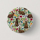 Konijnen en wilde bloemen ronde button 3,2 cm (Voorkant)