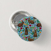 Konijnen en wilde bloemen ronde button 3,2 cm (Voorkant /achterkant)