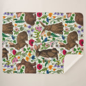 Konijnen en wilde bloemen sherpa deken (Voorkant (horizontaal))