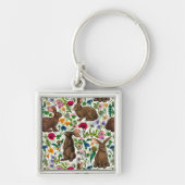 Konijnen en wilde bloemen sleutelhanger (Voorkant)
