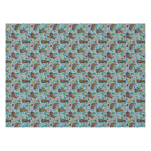 Konijnen en wilde bloemen tafelkleed (Voorkant (Horizontaal))