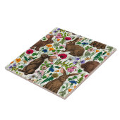 Konijnen en wilde bloemen tegeltje (Zijkant)