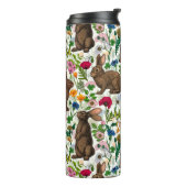 Konijnen en wilde bloemen thermosbeker (Gedraaid links)