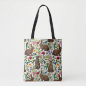 Konijnen en wilde bloemen tote bag (Voorkant)