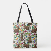 Konijnen en wilde bloemen tote bag (Achterkant)