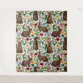 Konijnen en wilde bloemen wandkleed (Voorkant)