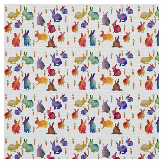 Konijnen en wortelen als kunststof stof (Swatch)