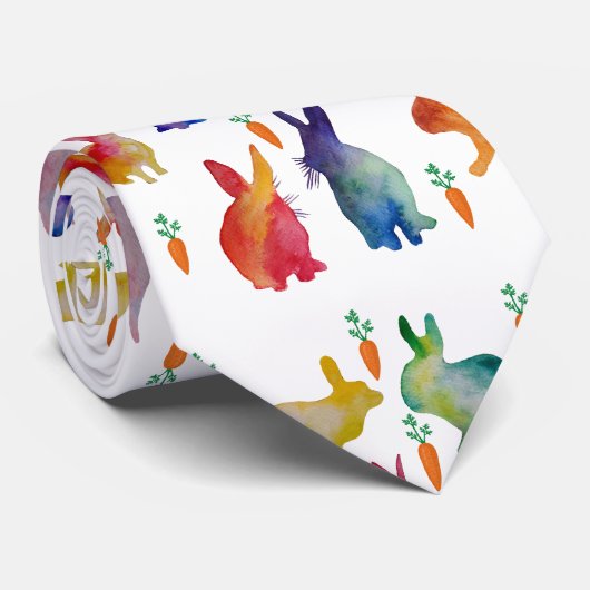 Konijnen en wortelen watercolo art Stropdas (Opgerold)