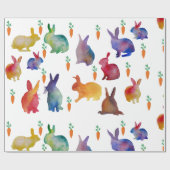 Konijnen en wortelen watercolo kunst Wrapping Papi Cadeaupapier (Vlak)