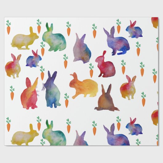Konijnen en wortelen watercolo kunst Wrapping Papi Cadeaupapier (Vlak)