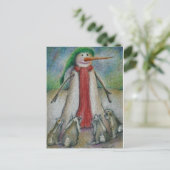 Konijnen eten wanhopig snowmans wortelneus! briefkaart (Staand voorkant)