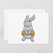 Konijnen Fitness Dumbbell Briefkaart (Voorkant / Achterkant)