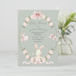 Konijnen Hortensia Roze Salie Ballerina Baby Kaart