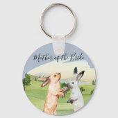 Konijnen Huwelijks Koppel Land Tuin Sleutelhanger (Voorkant)