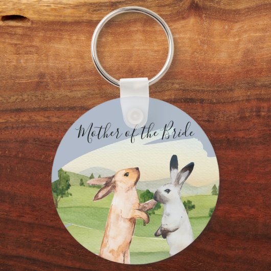 Konijnen Huwelijks Koppel Land Tuin Sleutelhanger (Voorkant)