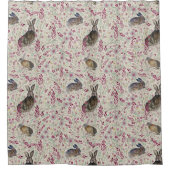 Konijnen in bloemenweide douchegordijn (Voorkant)