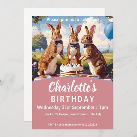 Konijnen in boog Stropdassen verjaardagsfeestje Kaart (Voorkant / Achterkant)