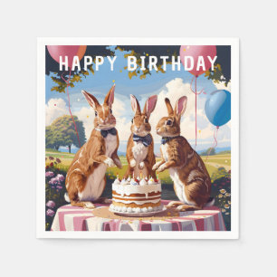 Konijnen in boog Stropdassen verjaardagsfeestje Servet