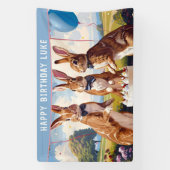 Konijnen in boog Stropdassen verjaardagsfeestje Spandoek (Verticaal)