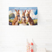 Konijnen in boog Stropdassen verjaardagsfeestje Spandoek (Insitu)