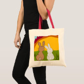 konijnen in de sunset canvas tas (Voorkant (product))