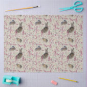Konijnen in de tuinroze bloemen tissuepapier (Craft)